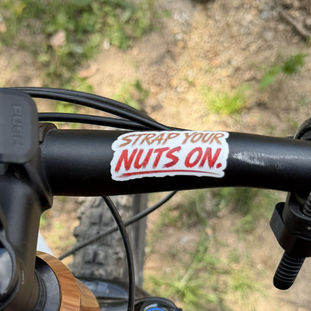 STRAP YOUR NUTS ON STICKER