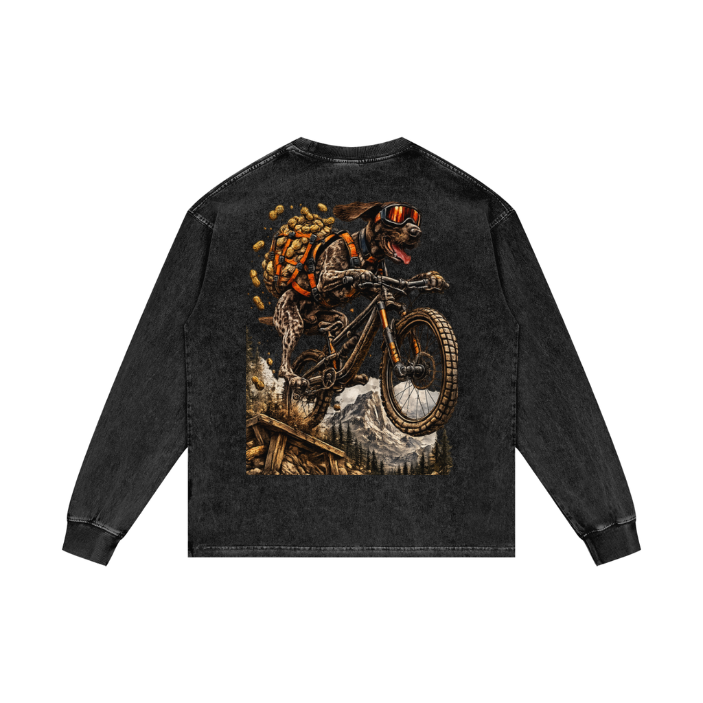 STRAP NUTS ON Acid Wash Long Sleeve Tee